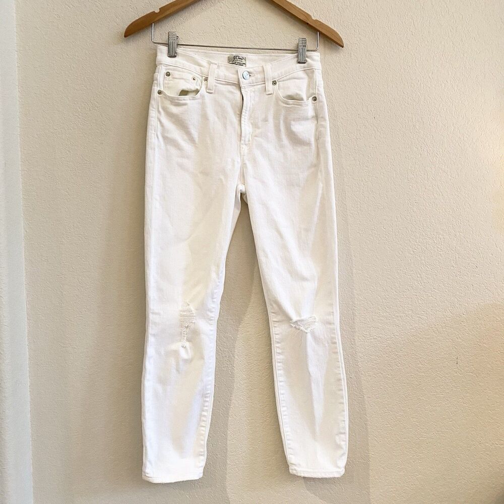 J Crew White Jeans‎ Womens Size 27 Blue Lookout High Rise Skinny Distressed